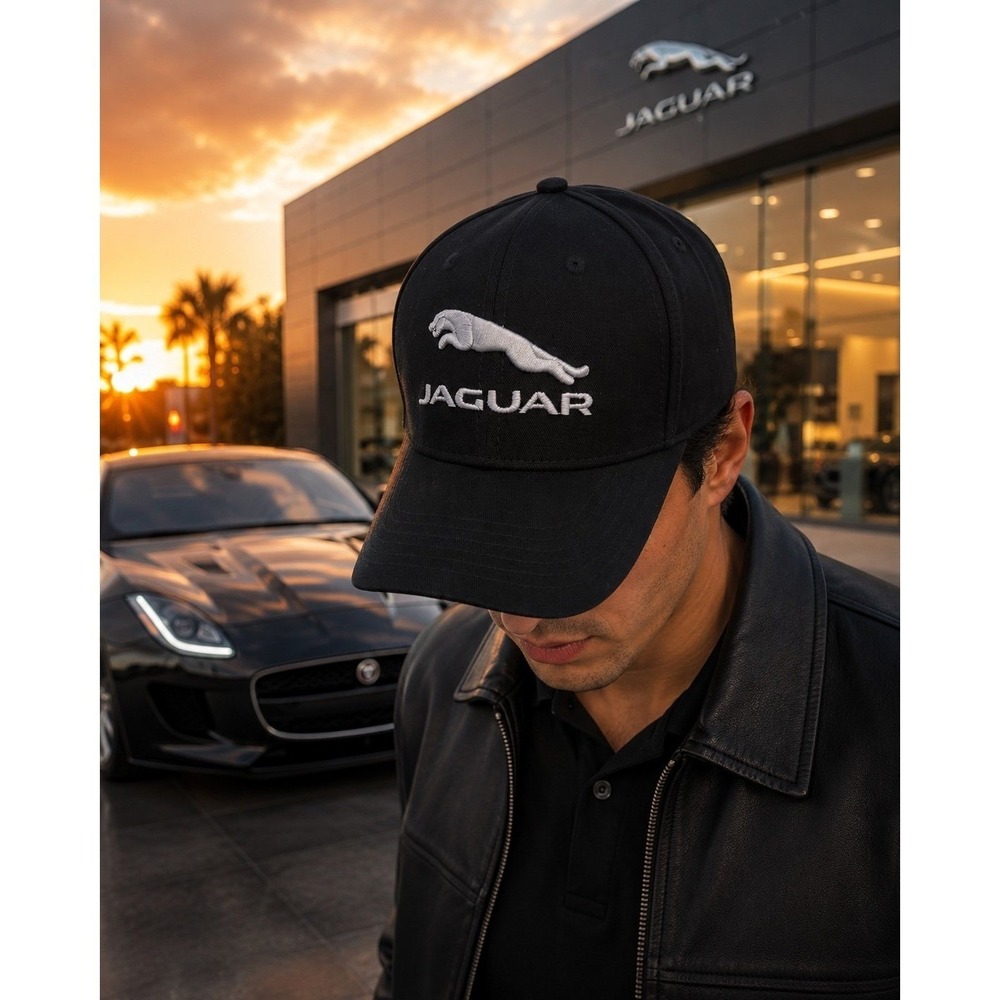 Jaguar Black Adjustable Hat Cap Embroidered Logo Dad Strapback Cotton NEW